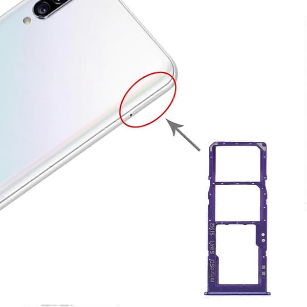 Til Samsung Galaxy A30s SIM-kortbakke + Micro SD-kortbakke Blue