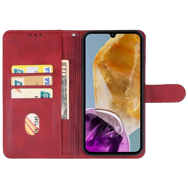 (Ny) För Samsung Galaxy M15 Läderfodral Red
