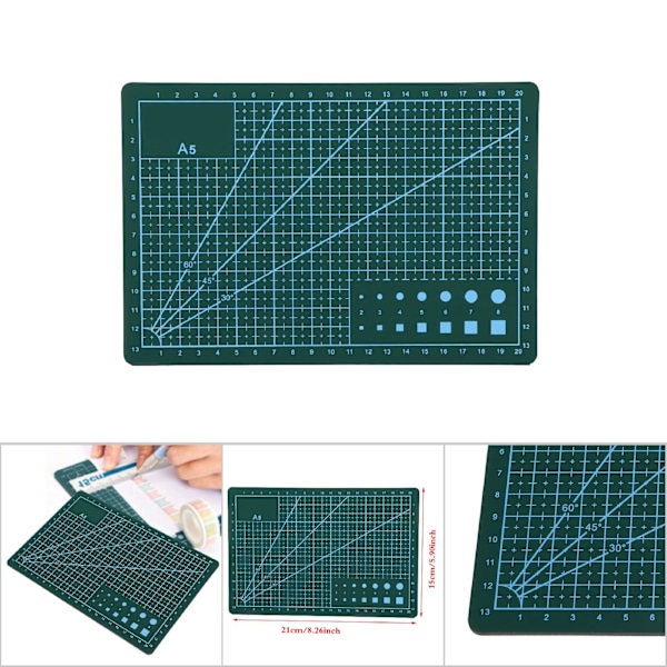 A5 Itsekorjautuva Kestävä PVC Leikkuualusta Käsintehtyihin DIY-projekteihin - Vihreä Leikkuualusta