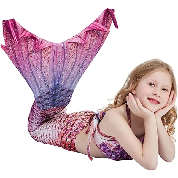 Jenter Mermaid Tail Badedrakt Kostyme Prinsesse Bikini Badedrakt Sett E404 3-4 Years