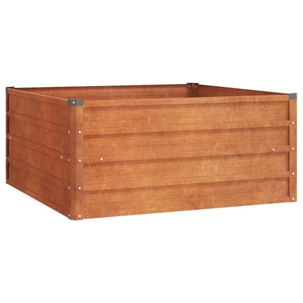 【YD】vidaXL Højbed rustent 100x100x45 cm rustfrit stål Brun 6140