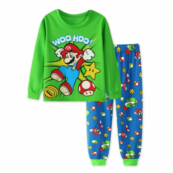 [YD]1 Set Barnpyjamas Super Mario Långärmad Tröja och Byxor Set Sovkläder BB B B 120cm