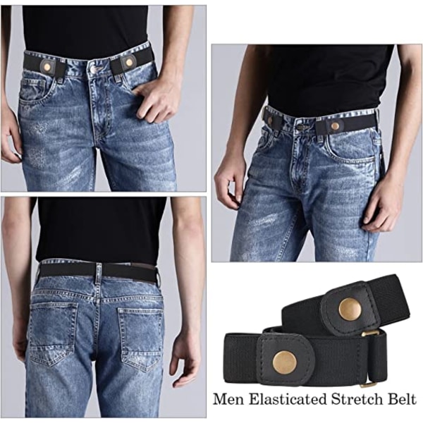 BlackNo Spänne Hidden Stretch Elastiskt midjeband Unisex passform midja