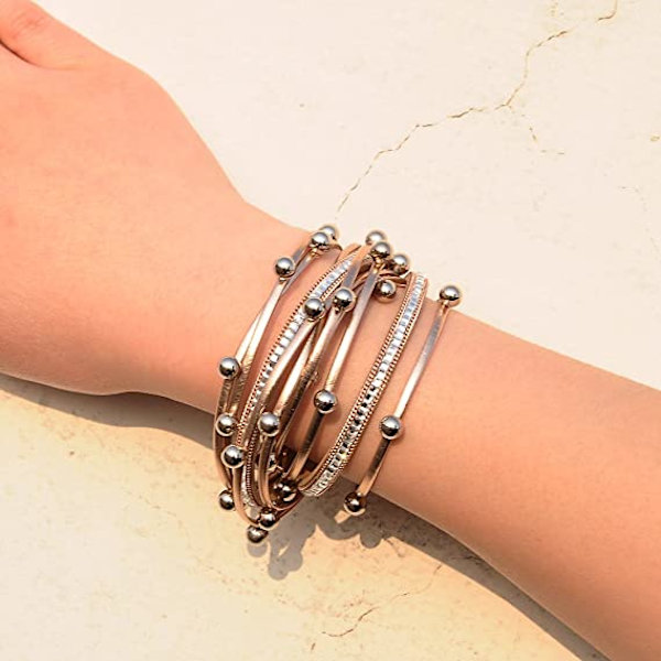 Läderarmband för kvinnor med pärlkristallarmbandssmycken