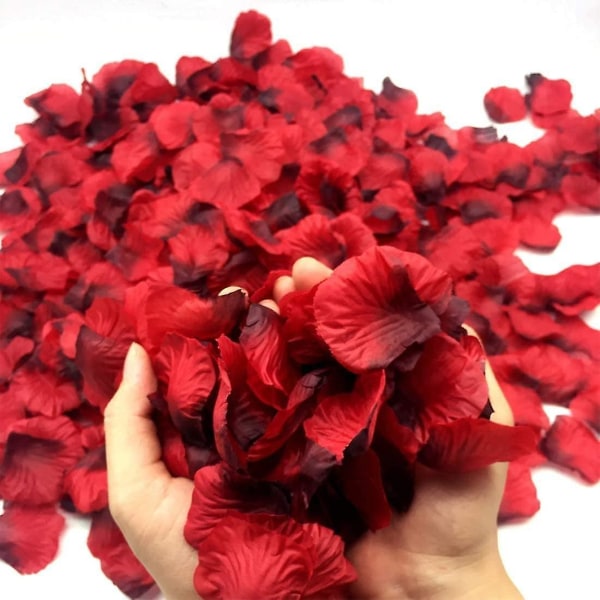 1200 st Rosenblad, röd sidenkonstgjorda rosor Blomkonfetti