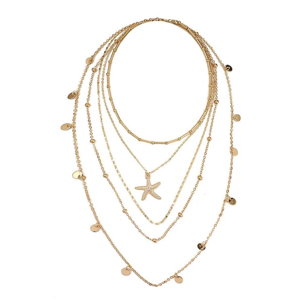 Ladies Layer Halsband Alloy Pearl Star Moon Starfishs smycken
