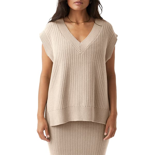Strikket Vest til Kvinder V-Hals uden Ærmer Ensfarvet Løstsiddende Pullovertrøje Sort Black M