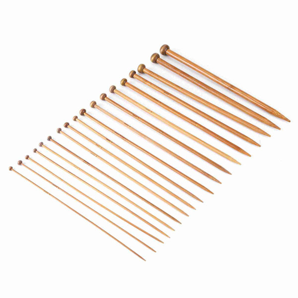 Bambusstricknålar Set, Enstaka Spetsar Kolatiserad Sticknålar 18 Storlekar (2mm till 10mm)