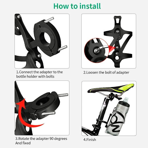 Adapter for montering av flaskeholder for sykkel, Brakett for flaskeholder for sykkel, vannrede