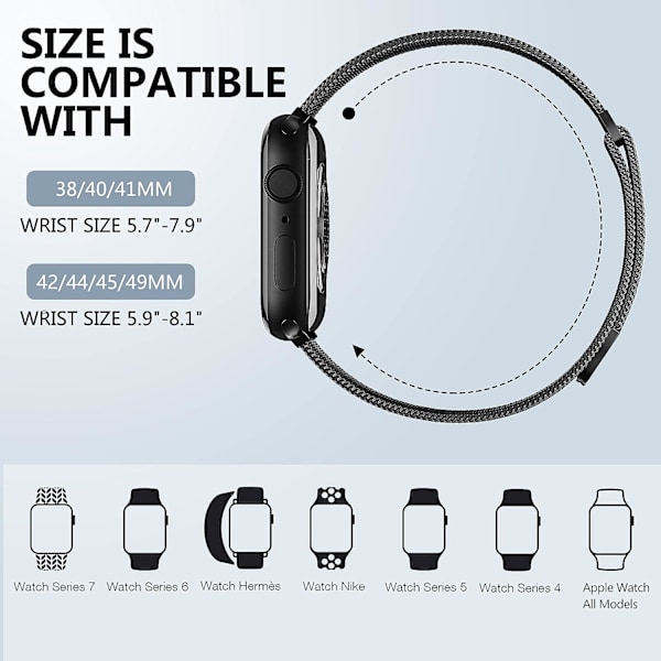 Metallband kompatibelt med Apple Watch -band 40mm 38mm 41mm Black 38/40/41mm