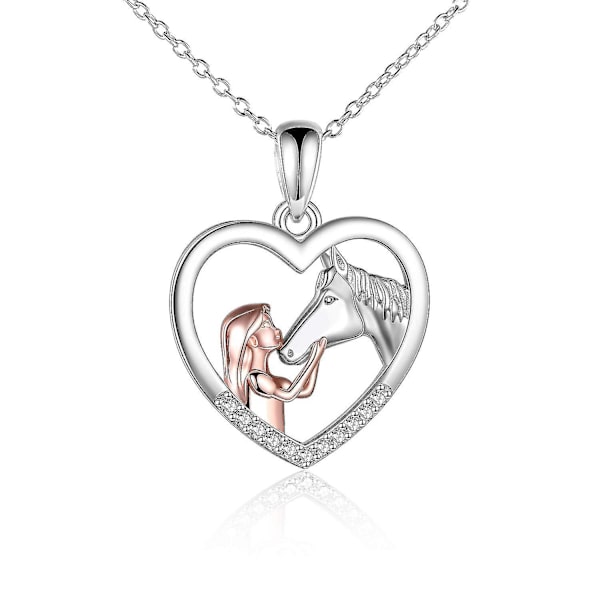 Häst hänge halsband sterling silver flickor med häst gåva White Horse Necklace
