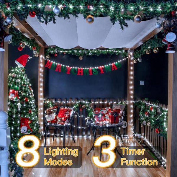 【YD】600 LED String Lights 60 Meters, Cool White String Lights IP67 Waterproof with Remote Control 8 Modes Timer Dimmable, Connect Christmas Lights for Outdoor Cold
