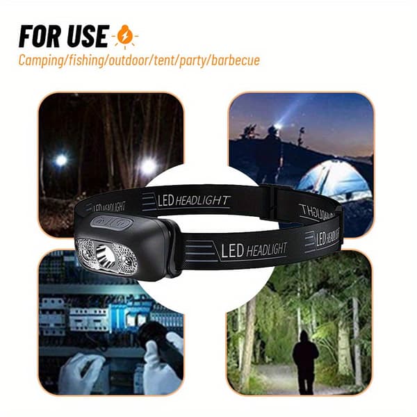 2 stk. LED Camping Hodelykt Justerbar Vinkel USB Oppladbar Hodelykt Head Lamp 2pcs
