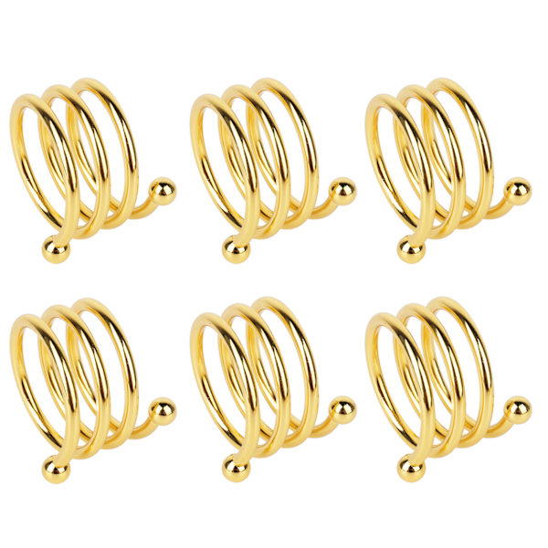 8 stk. Gull Spiral Serviettringer - Elegante Metall Serviettringer for Bryllup, Bursdag, Middag og Familiefest med Rustbeskyttelse