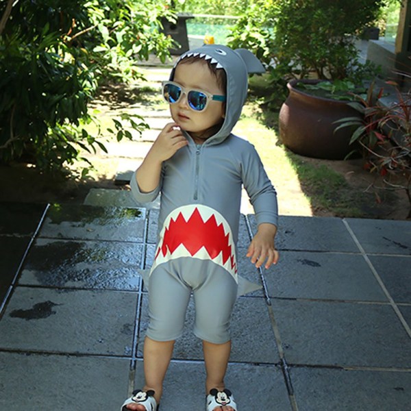 Summer Beach Uima-asut UV-sarjakuva Shark One Piece Aurinkopuku lapsille Pojille Lasten uima-asut 1-2years