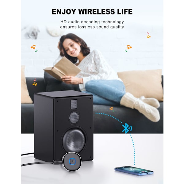 Bil Bluetooth AUX-adapter, Mini Bluetooth 5.0-mottaker