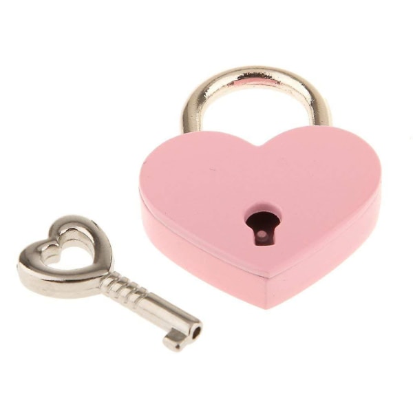 Litet Hjärtformat hänglås i metall, minilås med nyckel för smycken