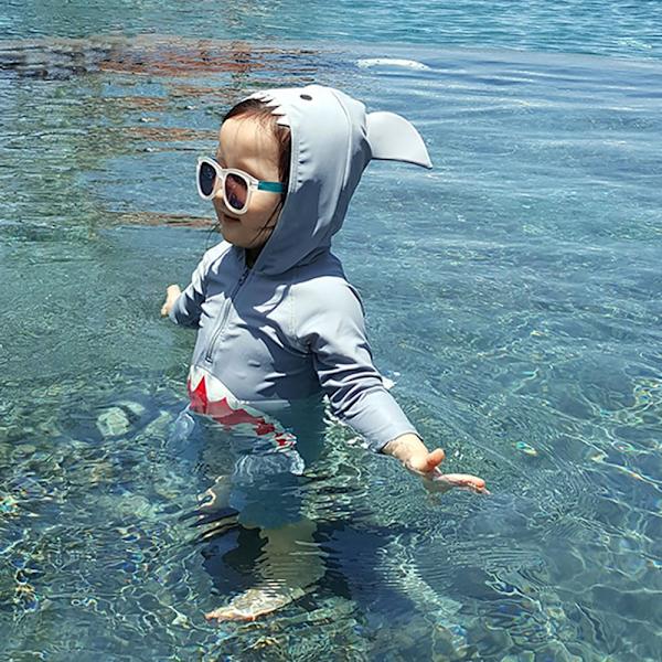 Summer Beach Badkläder UV Cartoon Shark One Piece Soldräkt för barn Pojkar Barn Badkläder 1-2years