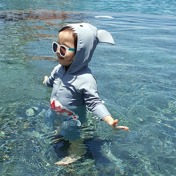 Summer Beach Uima-asut UV-sarjakuva Shark One Piece Aurinkopuku lapsille Pojille Lasten uima-asut 2-3years