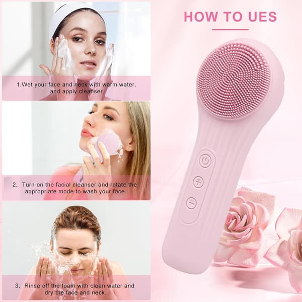 Silikon ansiktsskrubb eksfoliator, silikon ansiktsbørste for menn og kvinner, rosa Pink