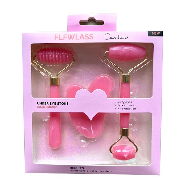 3st Set Resin Roller Massager Gua Sha Ansiktsvårdsrulle single pink