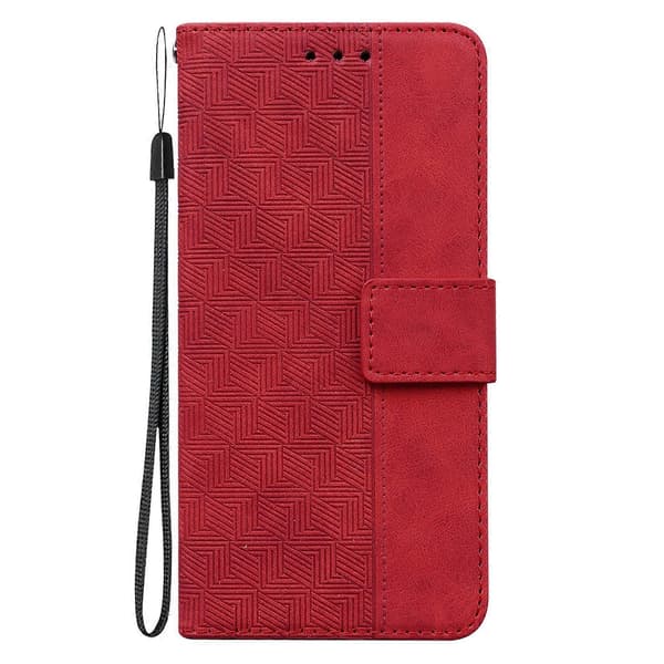 (Ny) Til Tecno Pop 4 Geometrisk Præget Læder Telefoncover Red