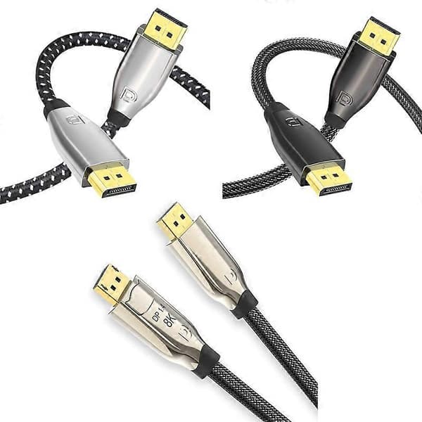 2m 1.4 Version DP-kabel Forgyldt Interface 8K High-Definition Display Computerkabel OD6.0MM 30AWG Med Nylonnet Gray