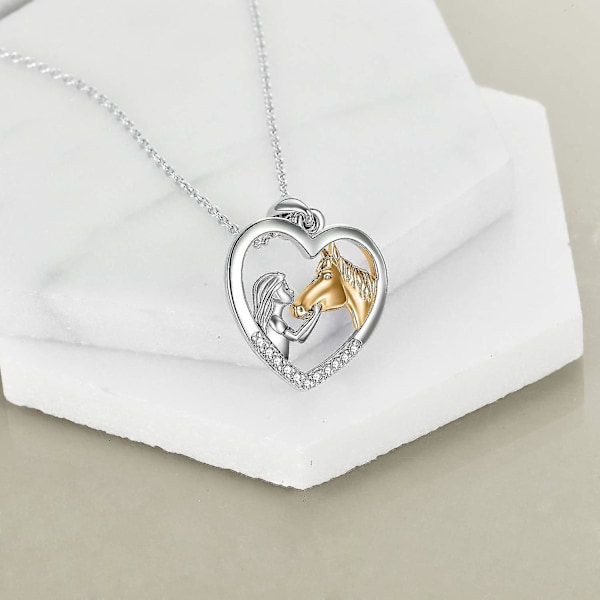 Häst hänge halsband sterling silver flickor med häst gåva Gold Horse Necklace