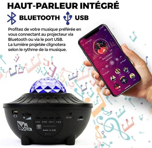 【YD】LED Lærredsprojektor Dingfly Bluetooth Natlampe Roterende 10