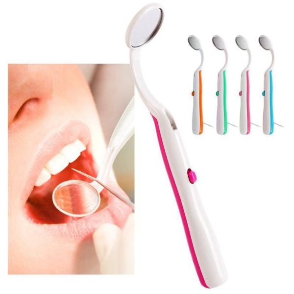 Tandspegel Med Led Instrument Spegel Oral Anti-fog Rosa Pink