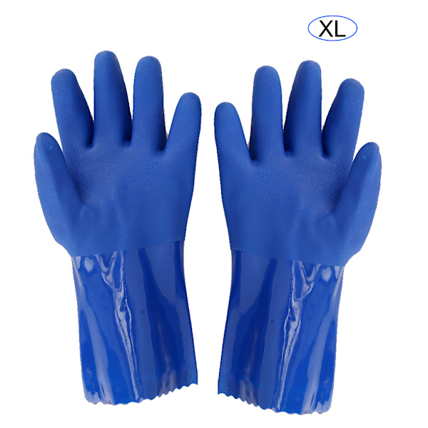 PVC-handskar med kemikalieresistens, stickad bomullsfoder och raka ärmar, halkfria (XL)