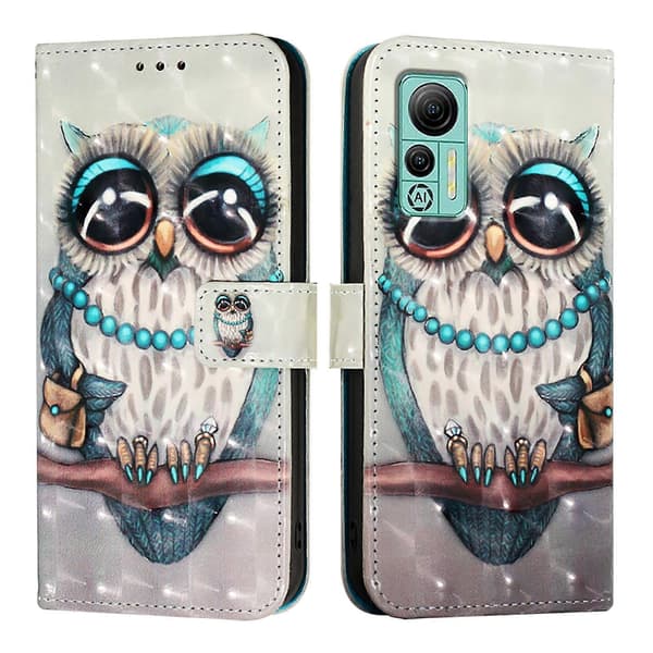 3D-maleri Horisontal Flip Skinntelefonveske til Ulefone Note 14 Grey Owl