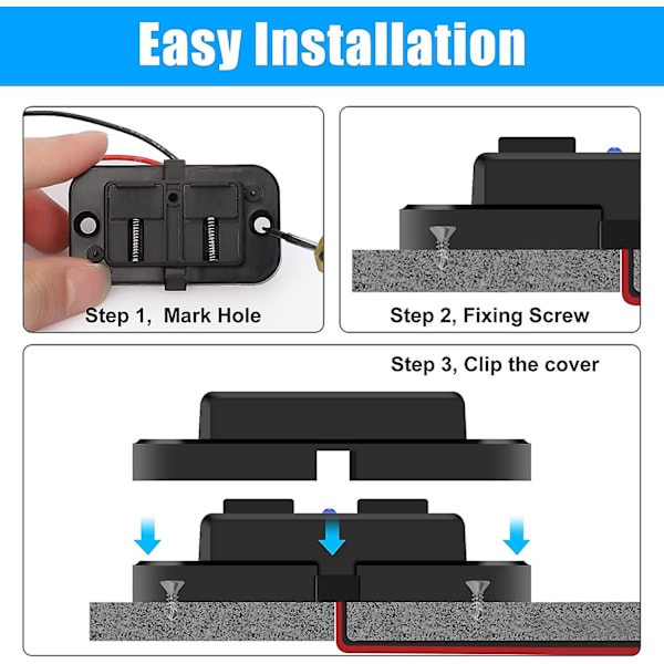 2x 12v USB-uttak, vanntett strømadapter Billader