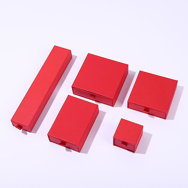 1I tjock papperslåda smyckeskrin för case red 7x9x2.5cm