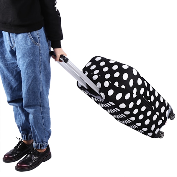 Elastiskt dammskyddande reseväskaöverdrag - Bagageskydd (Svart & Vita prickar, XL 26-28)