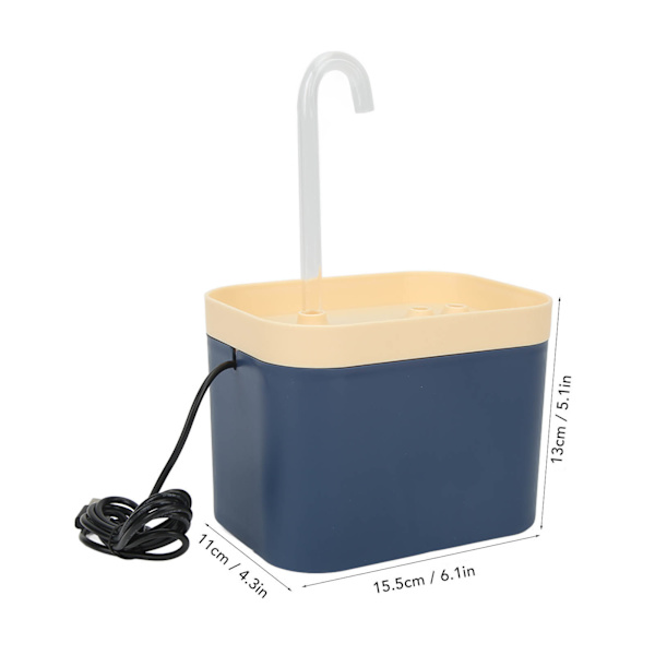 1,5 L kattvattenfontän Tyst automatiskt cirkulationsflöde Vattentät dricksfontän för husdjur med armbågsmunstycke Djuphavsblått Sea Blue 1.5L