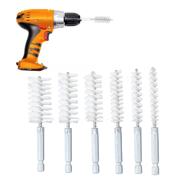 6 stk. 10 cm Rustfrie Børster med Tvunnet Ståltråd og 1/4 tommers Hex-feste for Drill og Slagtrekker