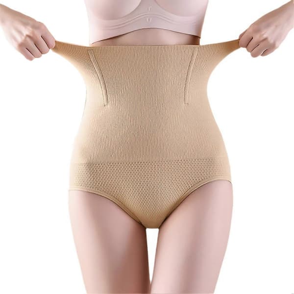 Magekontroll Underkläder Hög Midja Shapewear Trosor Sömlös Benfri Sömnad Osynlig Kropp Medium L