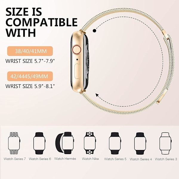 Metallband kompatibelt med Apple Watch -band 40mm 38mm 41mm Rose Gold 42/44/45/49mm