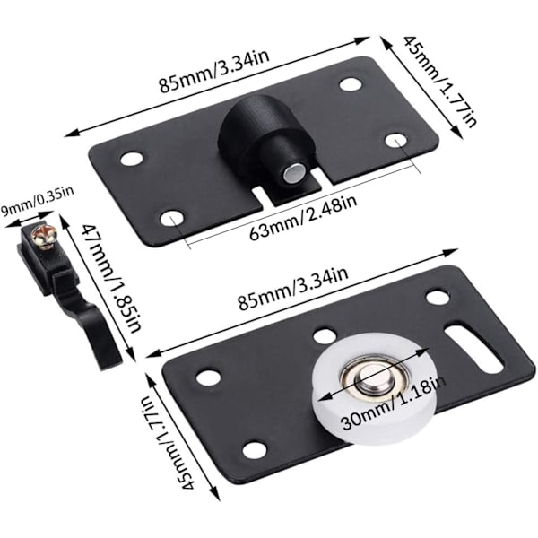sæt ruller til skydedøre, 30 mm