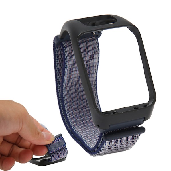 2-in-1 Elastinen Punottu Nylon Urheilukellohihnan Vaihtohihna TOMTOM Runner3:lle Midnight Blue -värisenä