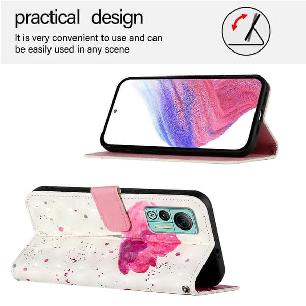 3D-målad horisontell flip-läderfodral för Ulefone Note 14 Flower