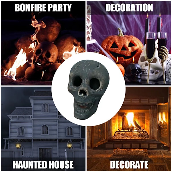 Ihmisen kallokeramiikka palonkestävä nuotiotukki nuotiolle, leirinuotioille, takalle, Halloween-koristeeksi