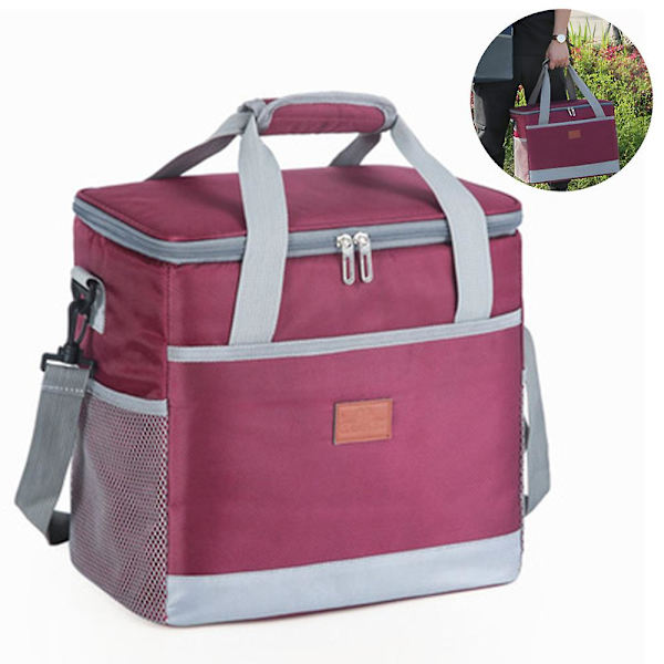 Lunchväska 15l/25l Isolerad Lunchbox Soft Cooler Kylväska Wine Red 25L