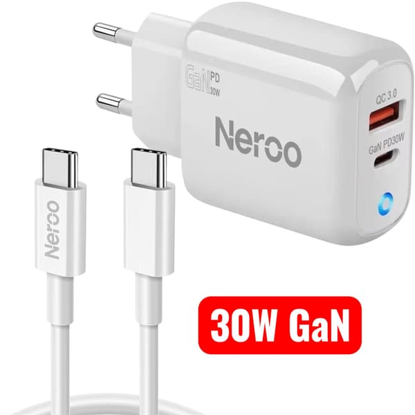 30W USB C-oplader hurtigoplader til iPhone 17/16/15 Pro Max Plus, iPad, Samsung Galaxy S25/S24/S23, Google Pixel 10/9/8/7 2 m 2