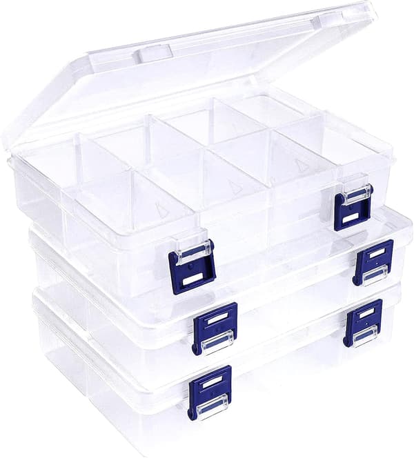 [YD]3-pack Plastic Storage Box - 20*13.5*4.5CM - Divided Box Plastic Box Storage for Crafts Jewelry Beads