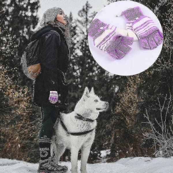 USB Termiska Uppvärmda Handskar Hel-/Halvfinger Uppladdningsbara Purple