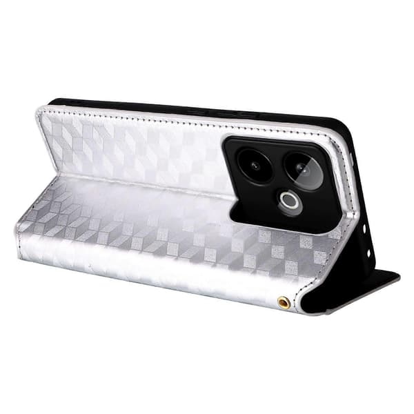 【YD】For Realme GT 7 5G Case Wallet Diamond Embossed Leather Phone Case Silver