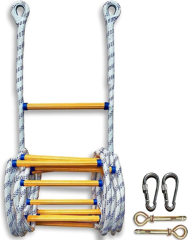 [YD]Portable Fireproof Rope Emergency Ladder (Size: 3m/9.8ft), Quick Deployment, Soft Ladder for Adults to Escape Through Windows
