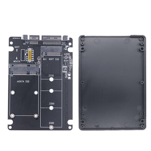 MSATA SSD Solid Disk NGFF - SATA3 ulkoinen kiintolevykoteloadapteri M.2 NGFF -protokolla - adapteri kaksoiskäyttöön Med fodral